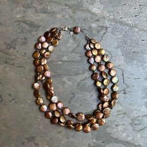 Sterling Silver Bronze Coin Pearl Necklace, Silpada